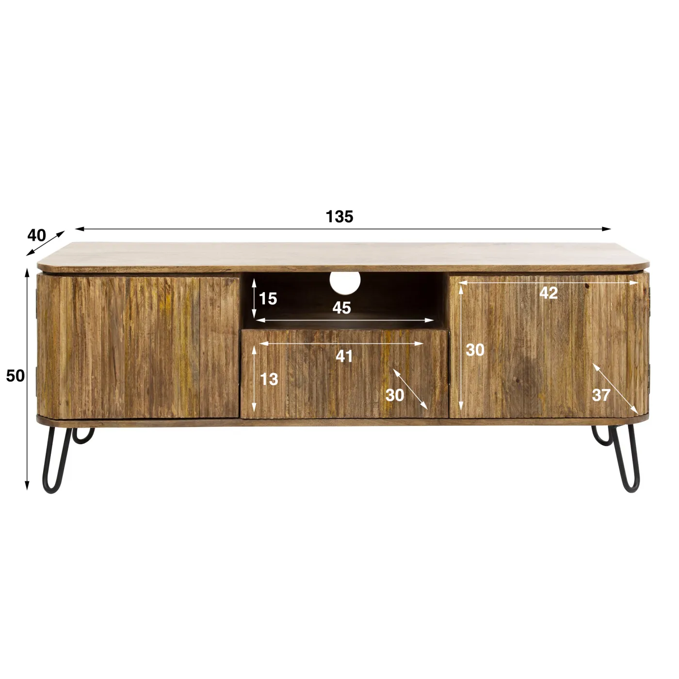 Lowboard / TV-Schrank Keke | Mangoholz massiv | sandfarben