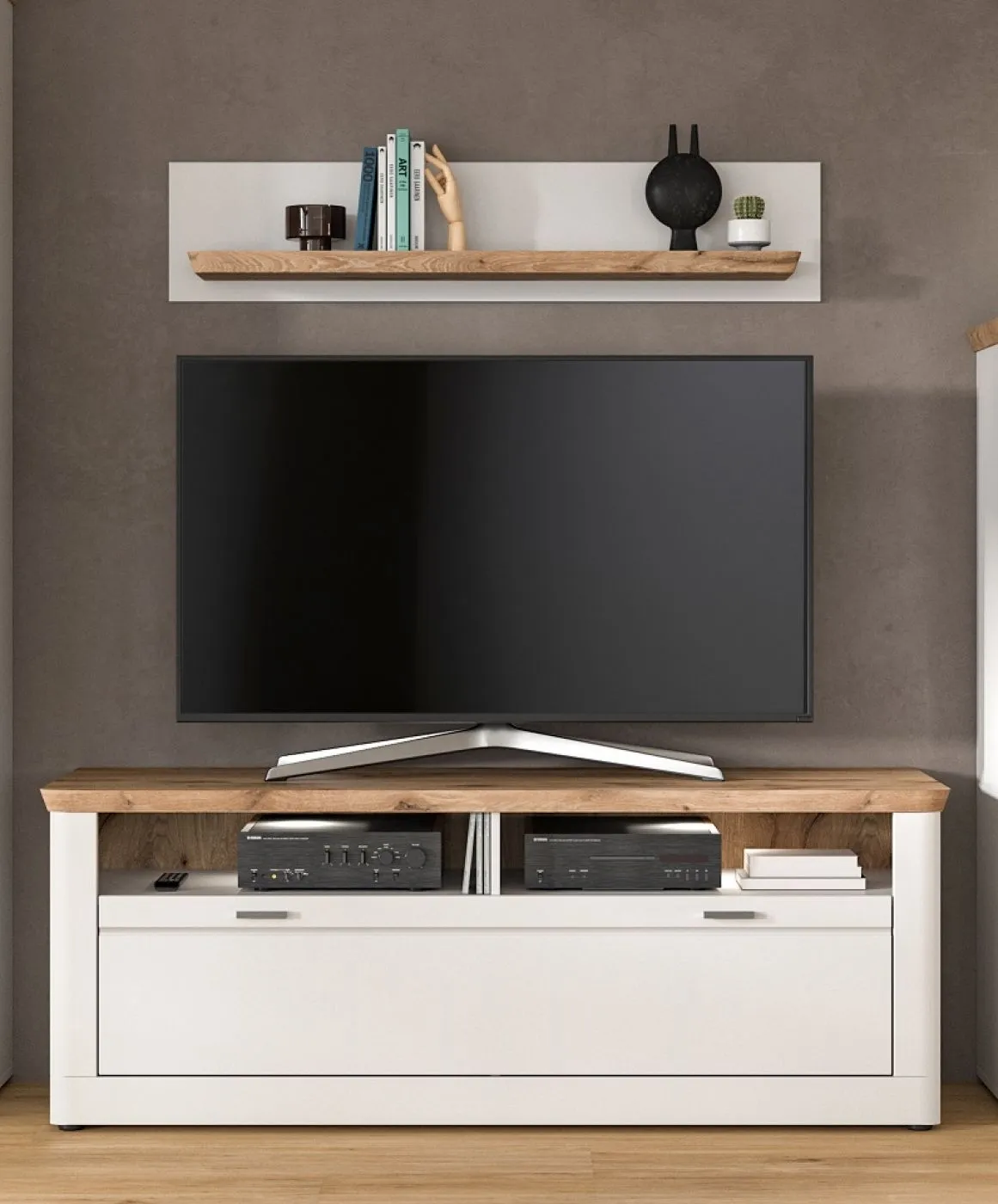 Lowboard TV-Schrank Michigan | weiß / Viking Oak