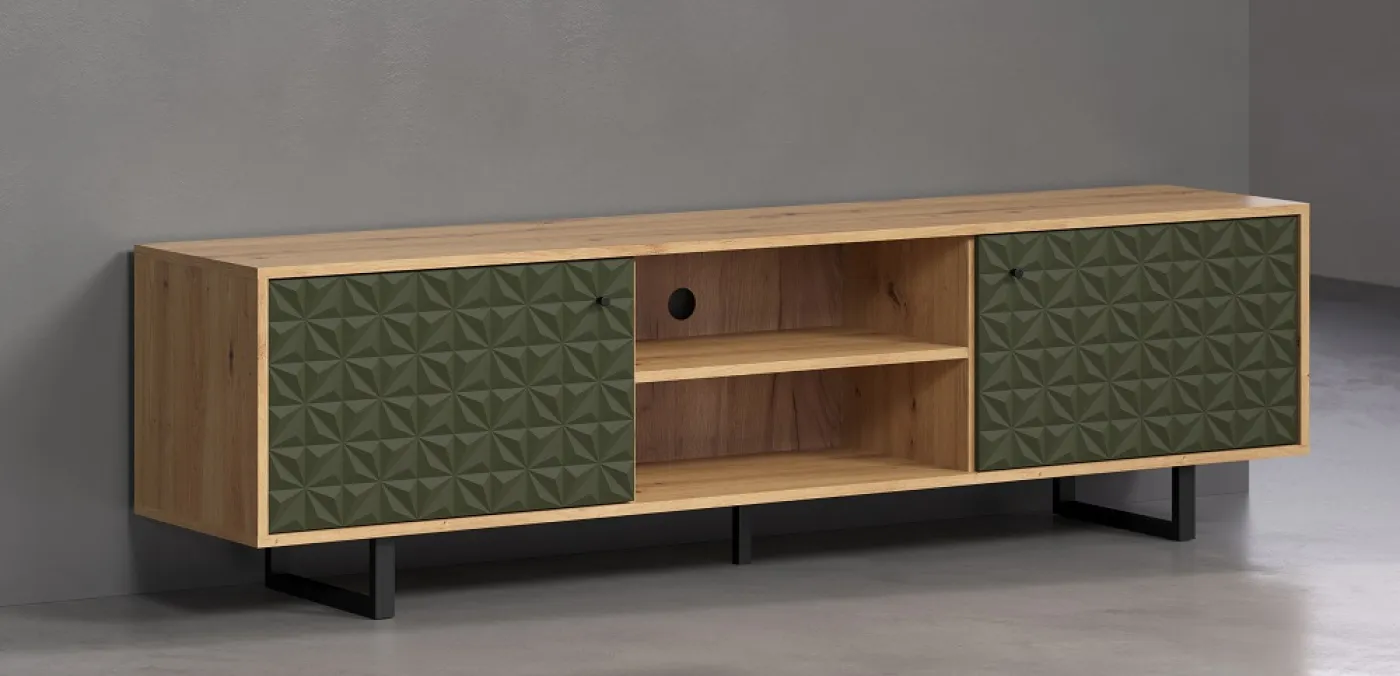 Lowboard TV-Schrank Sentra | Artisan Eiche / Dark Green