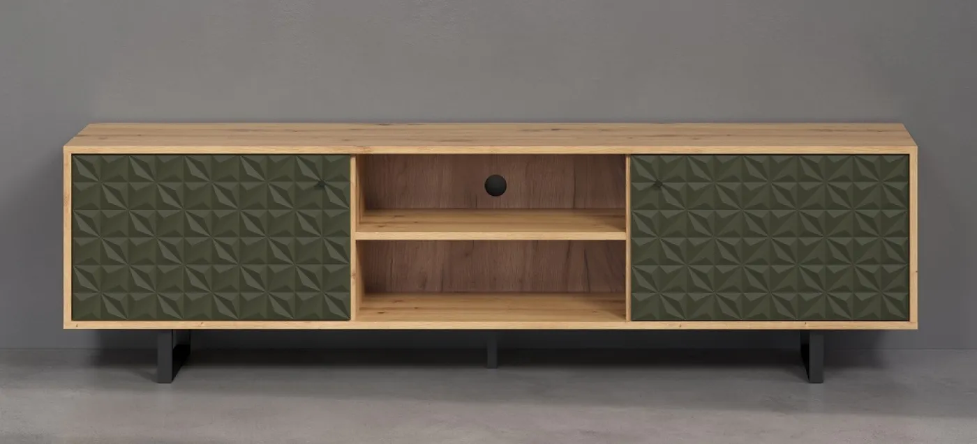 Lowboard TV-Schrank Sentra | Artisan Eiche / Dark Green