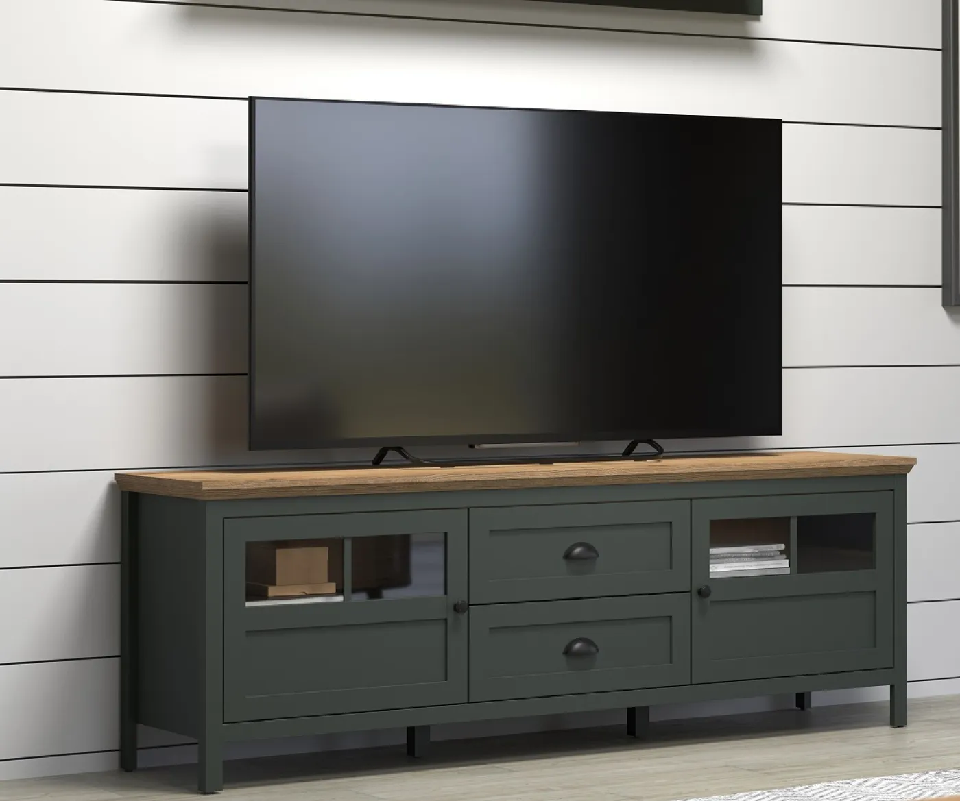 Lowboard TV-Schrank Stanton | Tannengrün / Eiche