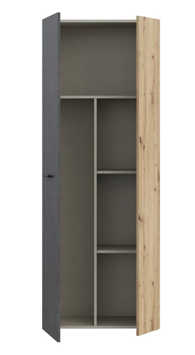Mehrzweckschrank Drehtürenschrank Schrank Net106 | 2-türig | Dunkelgrau / Artisan Eiche