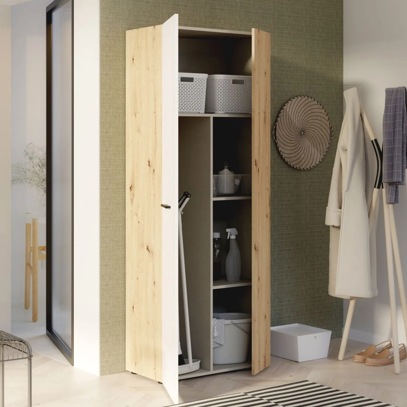 Mehrzweckschrank Drehtürenschrank Schrank Net106 | 2-türig | weiß / Artisan Eiche