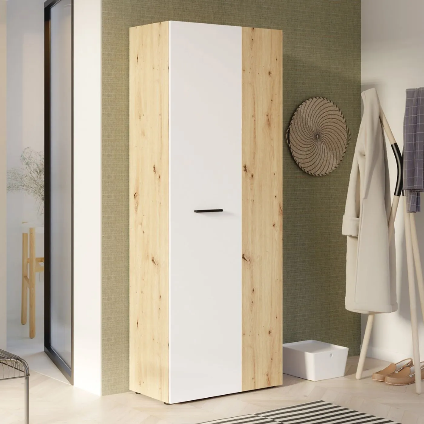 Mehrzweckschrank Drehtürenschrank Schrank Net106 | 2-türig | weiß / Artisan Eiche