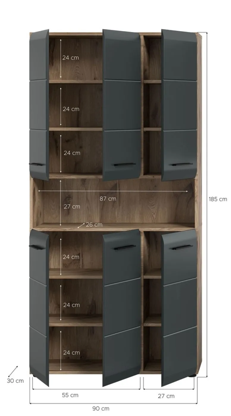 Mehrzweckschrank Ice | Nox Oak / schwarz matt