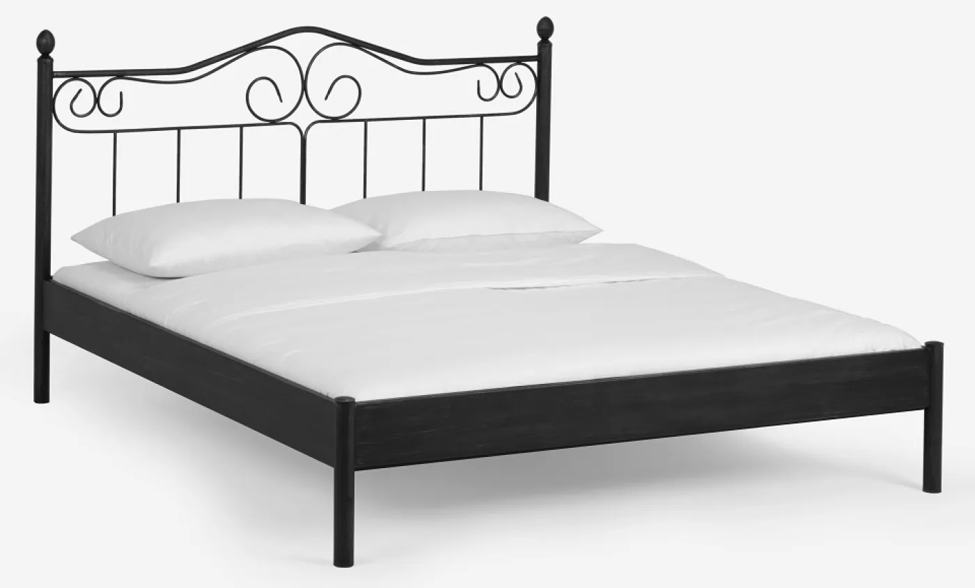 Metallbett Iris | schwarz / silber gewischt | 160x200 | ohne Fußteil