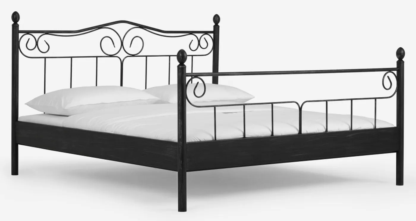 Metallbett Iris | schwarz / silber gewischt | 180x200 | mit Fußteil