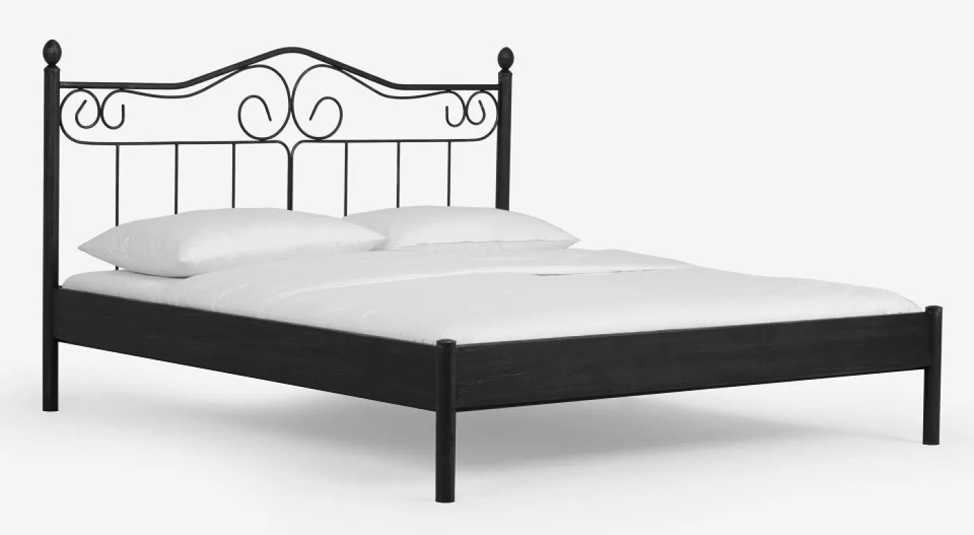 Metallbett Iris | schwarz / silber gewischt | 180x210 | ohne Fußteil