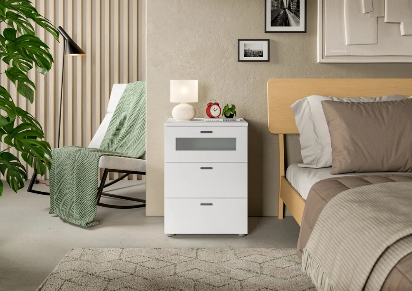 Nachtkommode Xeno | mit Schubkästen | weiß
