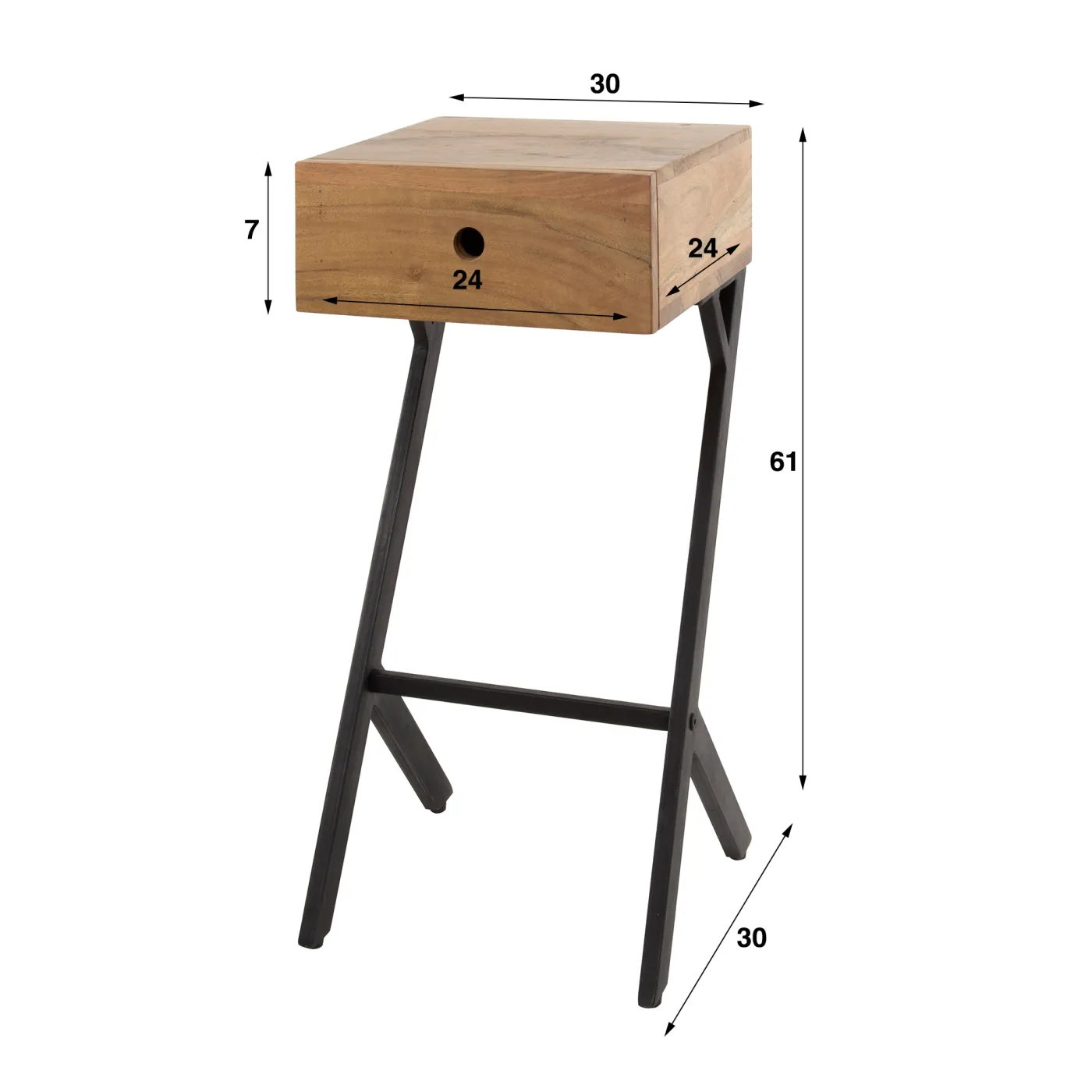 Nachttisch Edda | mit Schubkasten | Akazie massiv