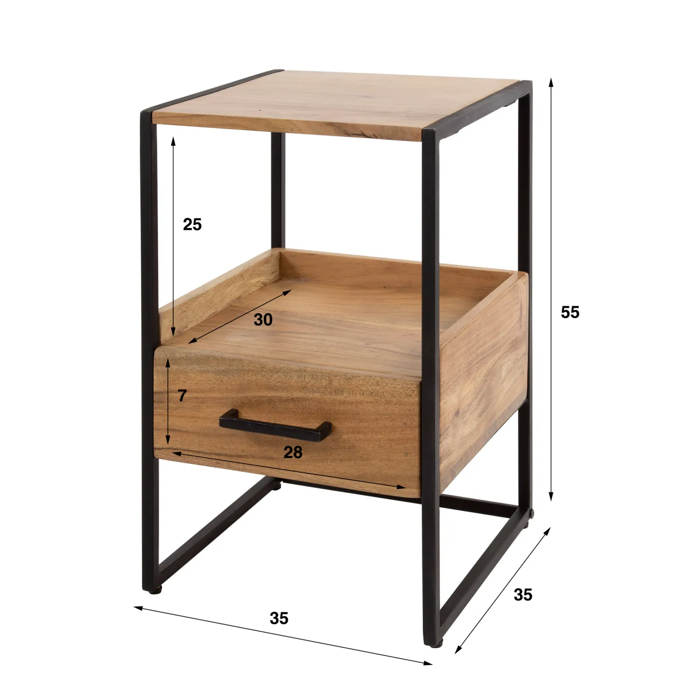 Nachttisch Hedi | mit Schubkasten | Akazie massiv | natur