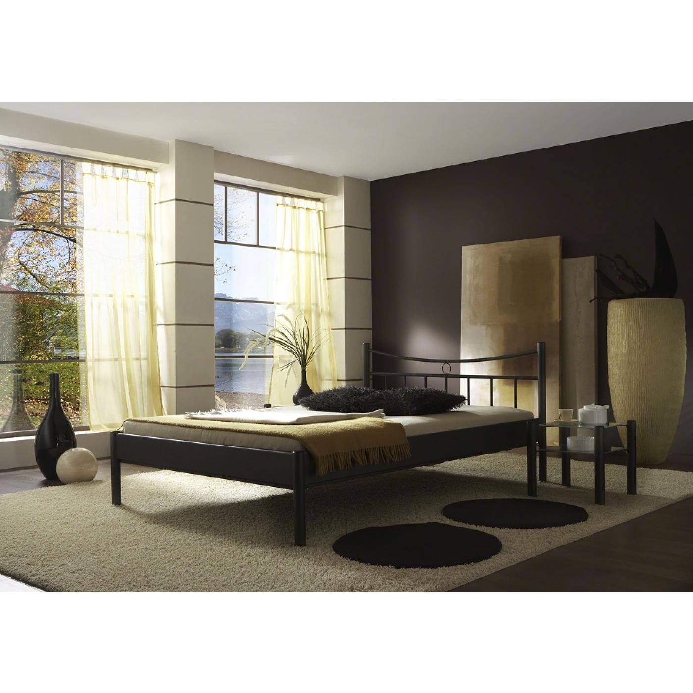 Nachttisch Iris | Metall | mit Glasplatte | Schwarz struktur