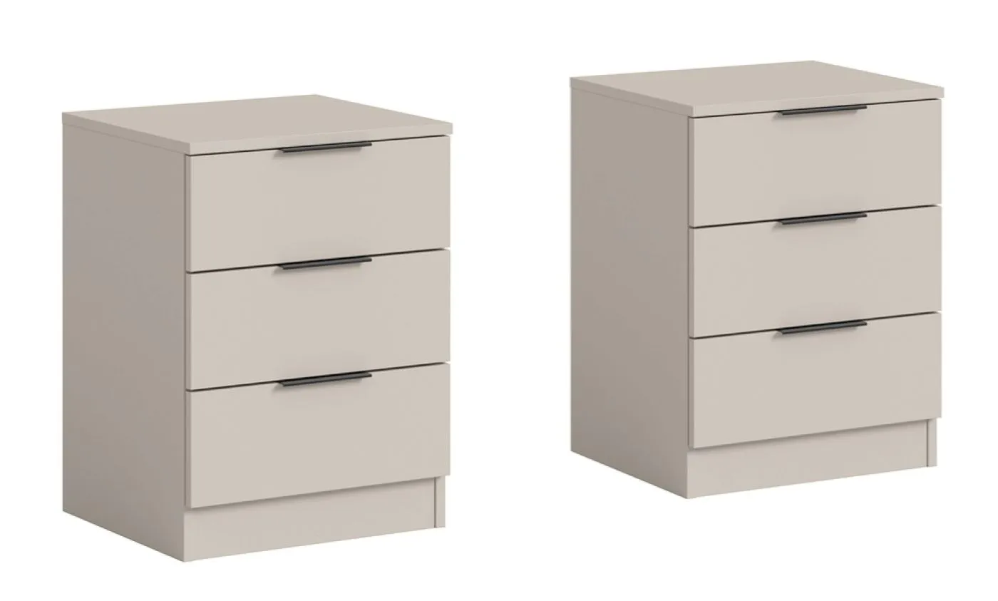 Nachttisch Kopenhagen | 2er set | mit Schubkästen | Kaschmir