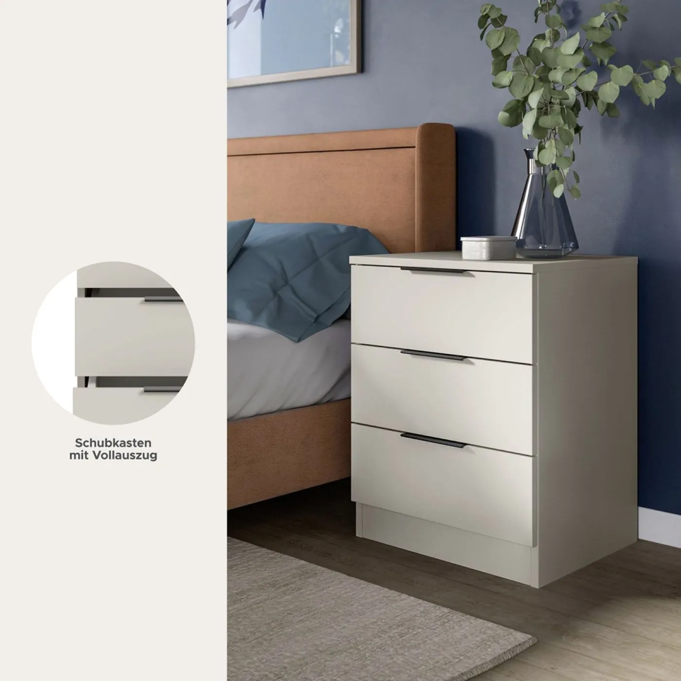 Nachttisch Kopenhagen | mit Schubkästen | Kaschmir