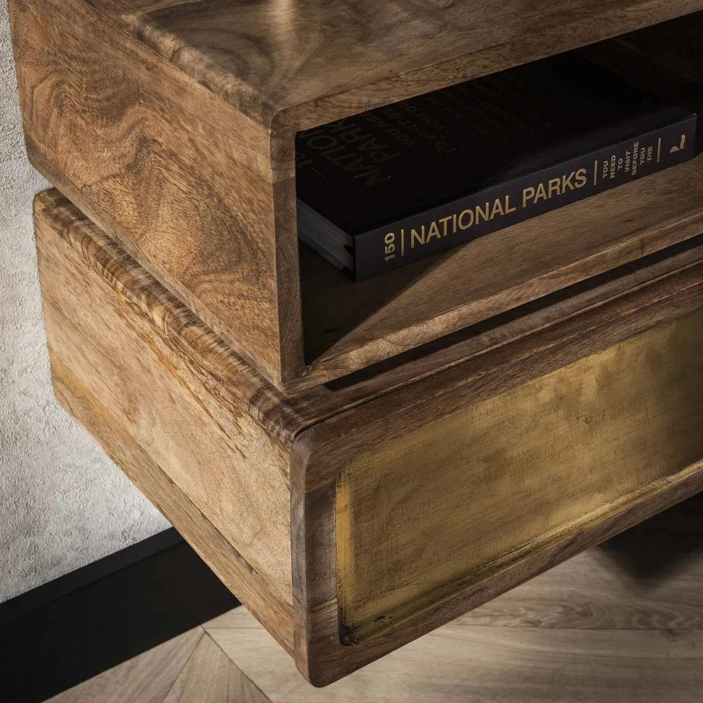 Nachttisch Laita 2 | mit Schubkasten | Mangoholz | sandfarbe