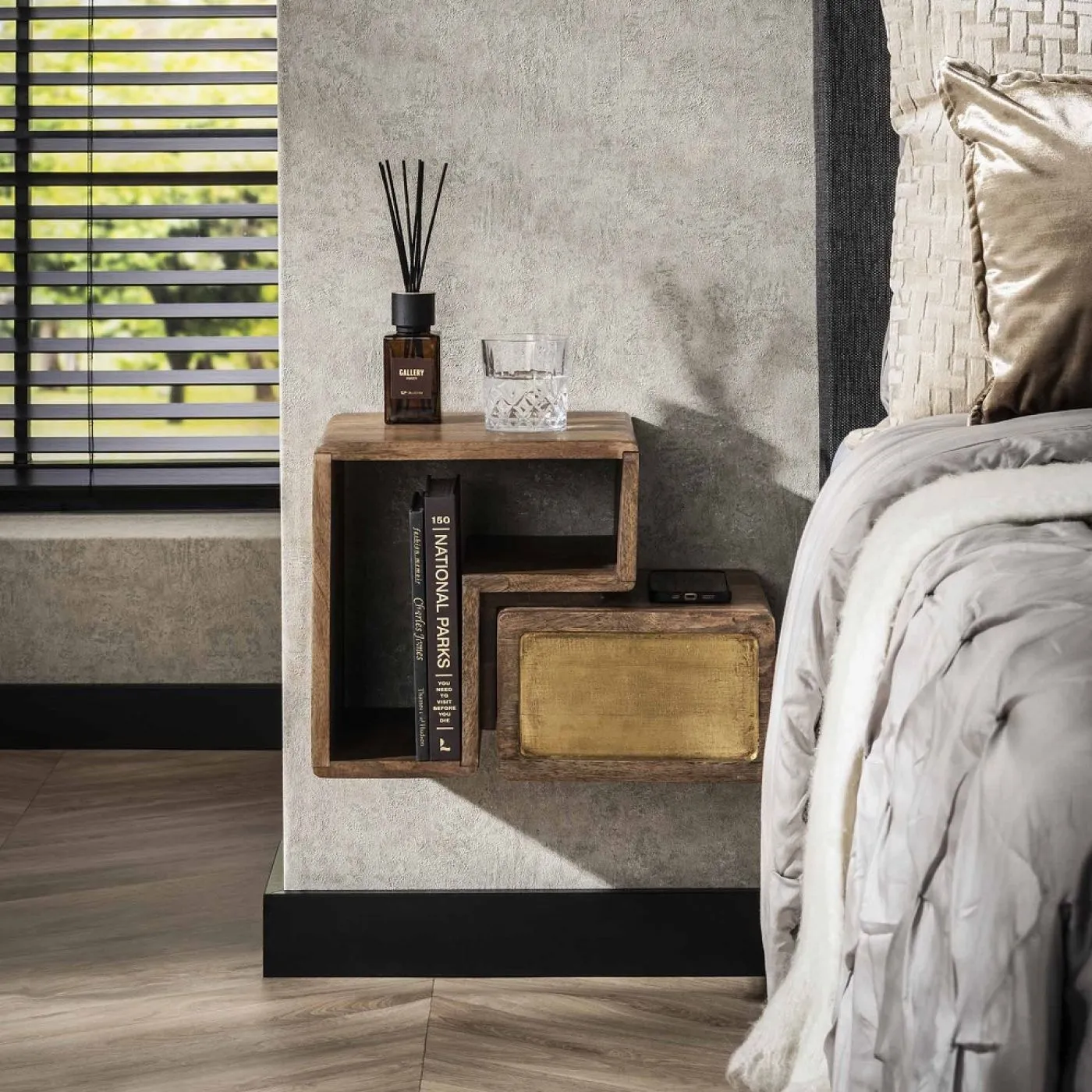 Nachttisch Laita 3 | 2er set | mit Schubkasten | Mangoholz | sandfarbe