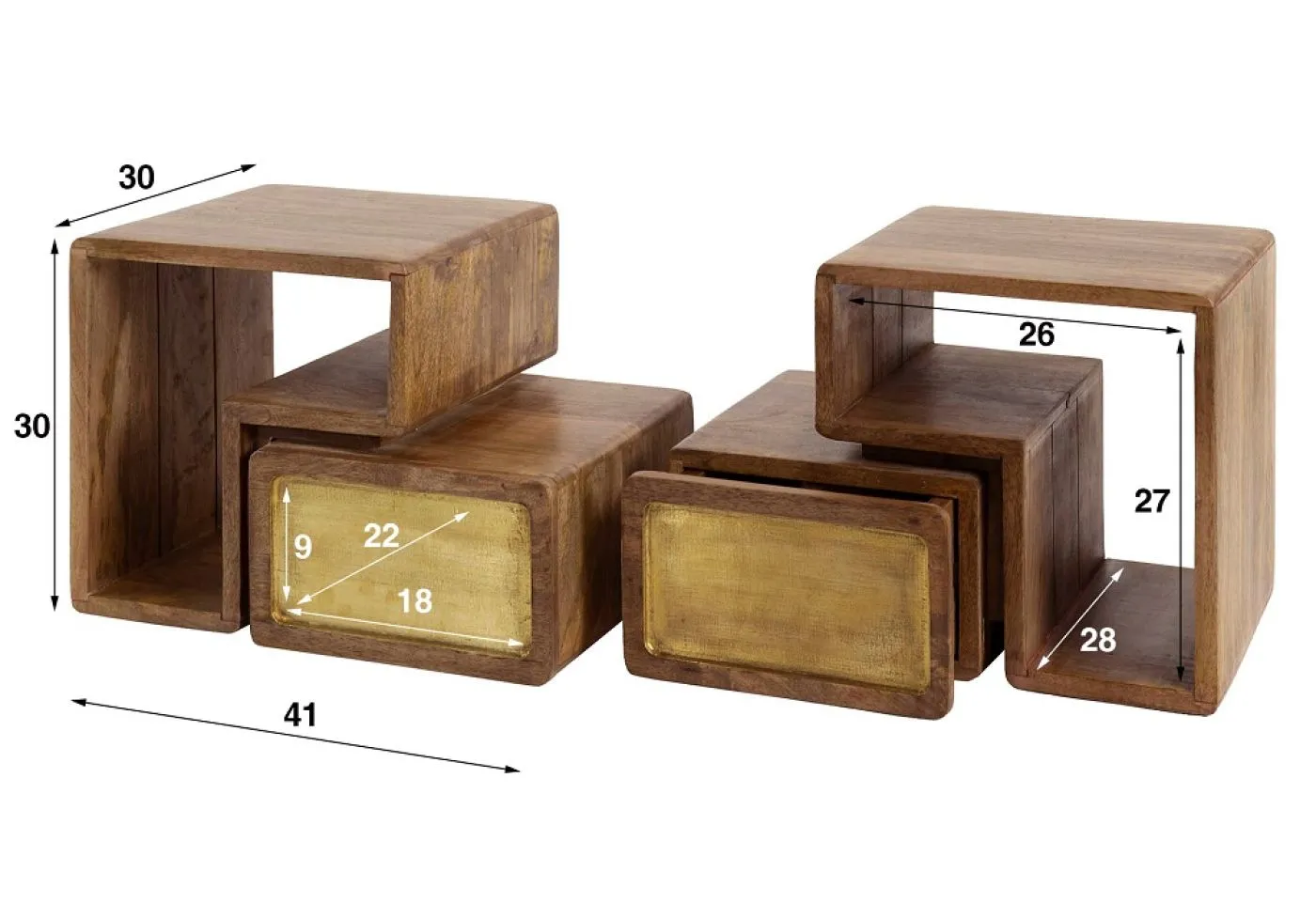 Nachttisch Laita 3 | 2er set | mit Schubkasten | Mangoholz | sandfarbe