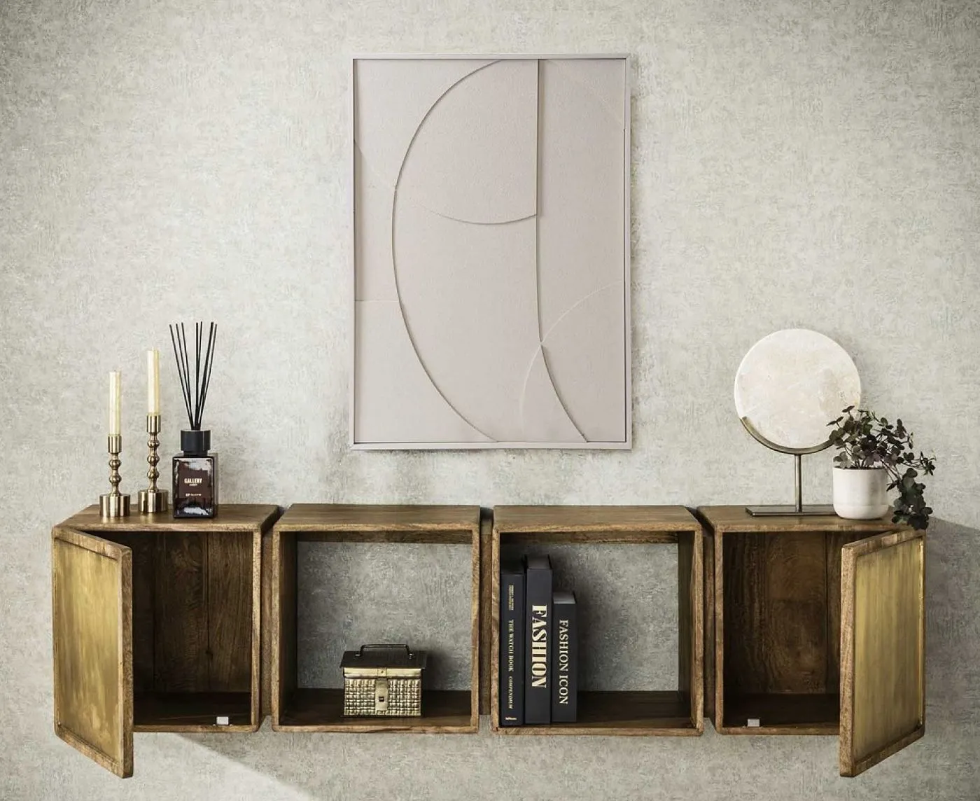 Nachttisch Laita 4 | mit Schubkästen | Mangoholz | sandfarbe