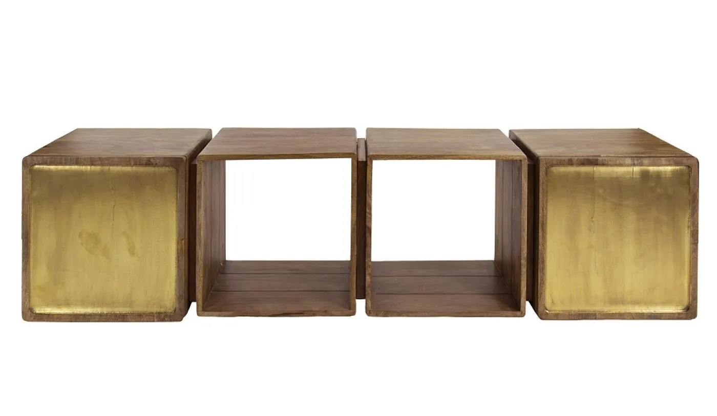 Nachttisch Laita 4 | mit Schubkästen | Mangoholz | sandfarbe