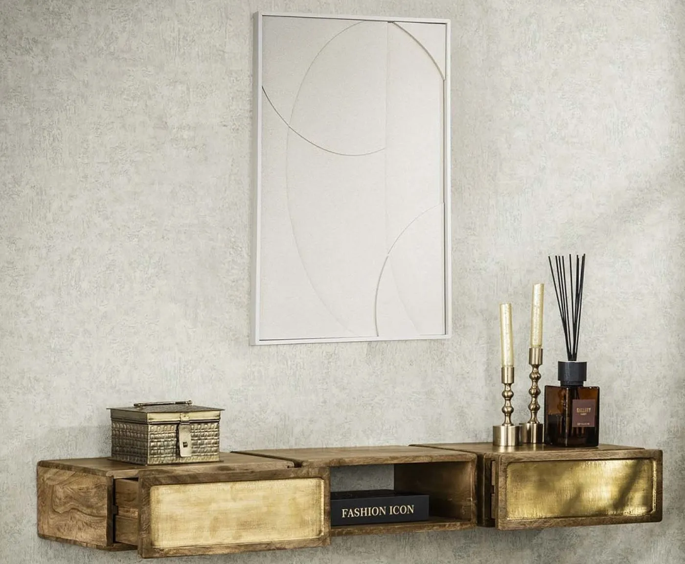 Nachttisch Laita 5 | mit Schubkästen | Mangoholz | sandfarbe