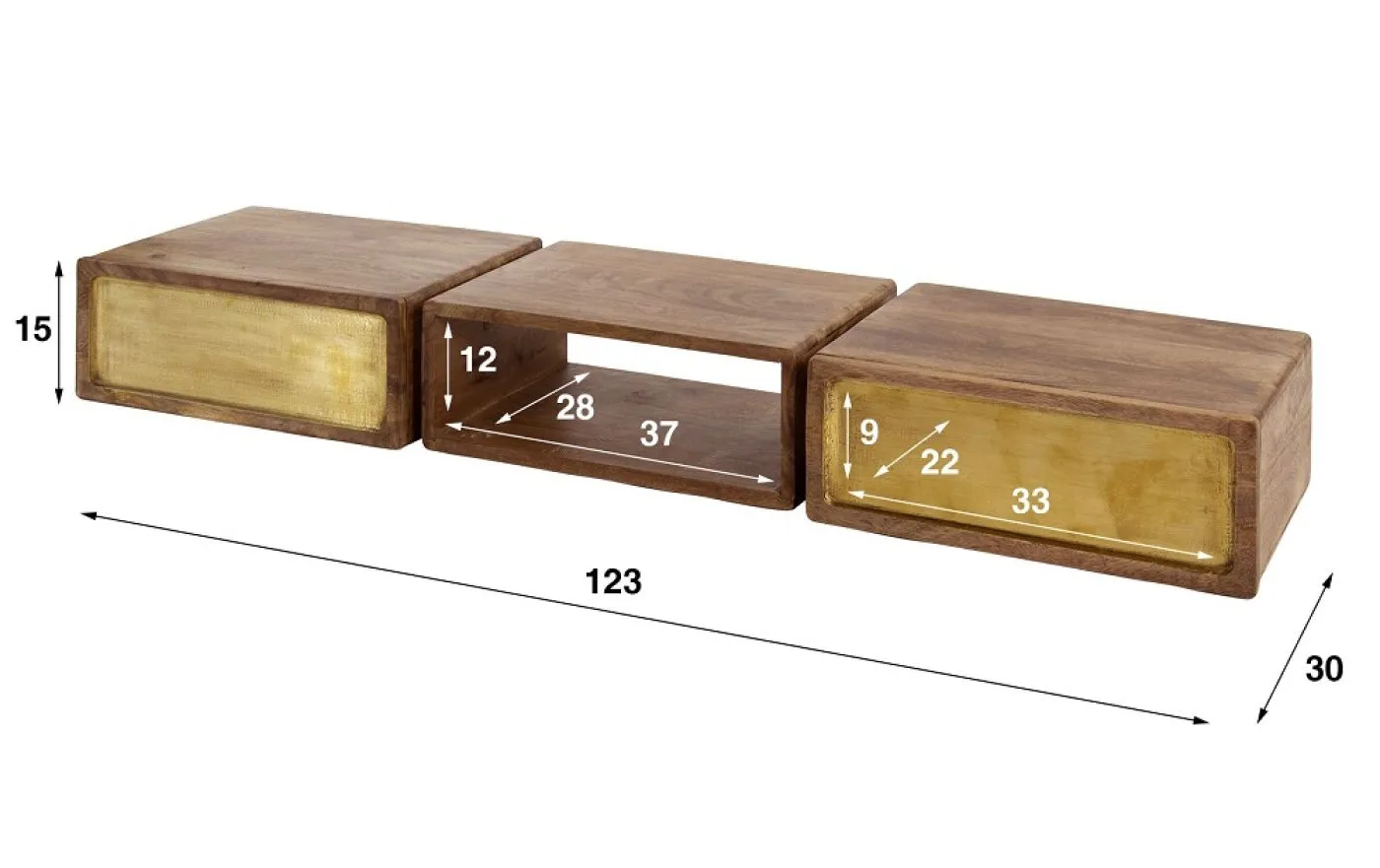 Nachttisch Laita 5 | mit Schubkästen | Mangoholz | sandfarbe