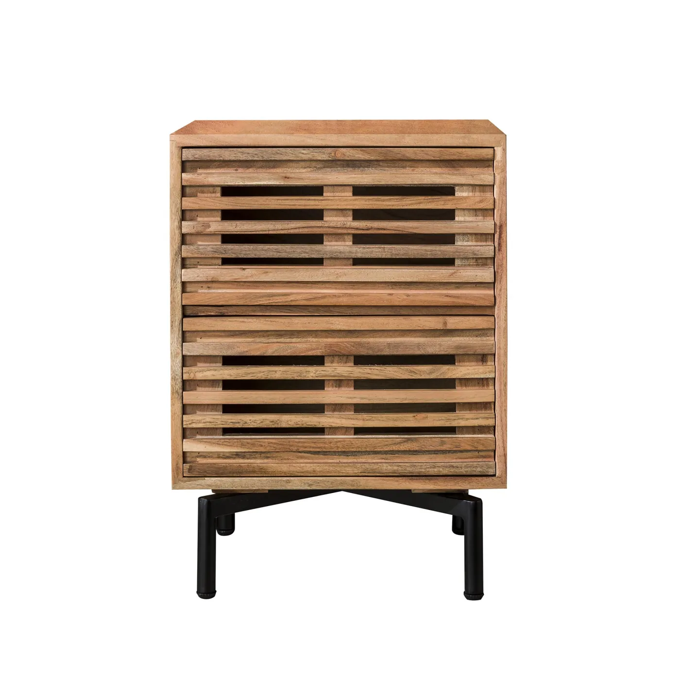 Nachttisch Levi | mit Schubkästen | Akazie massiv | Lamellen | natur