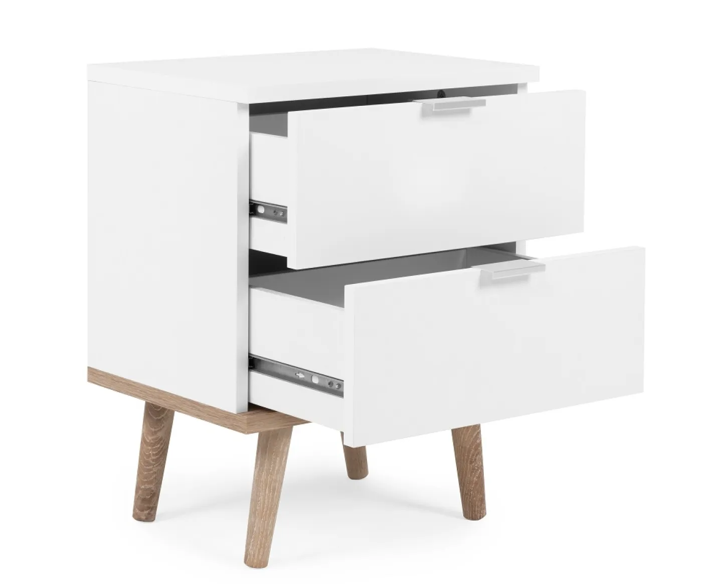 Nachttisch Nachtkonsole Oslo | Skandinavisch | weiß / Sonoma Eiche