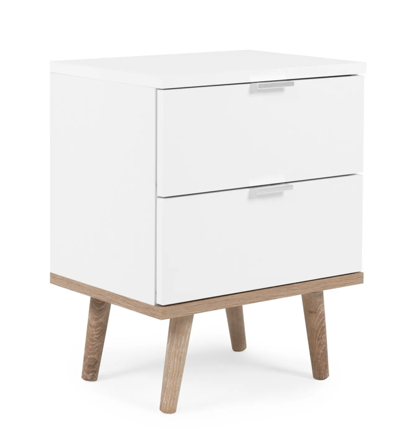 Nachttisch Nachtkonsole Oslo | Skandinavisch | weiß / Sonoma Eiche