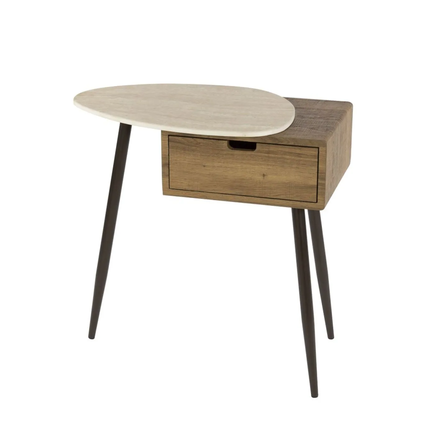 Nachttisch Pula | Linksseitige Tischplatte | Keramik travertin | Eiche