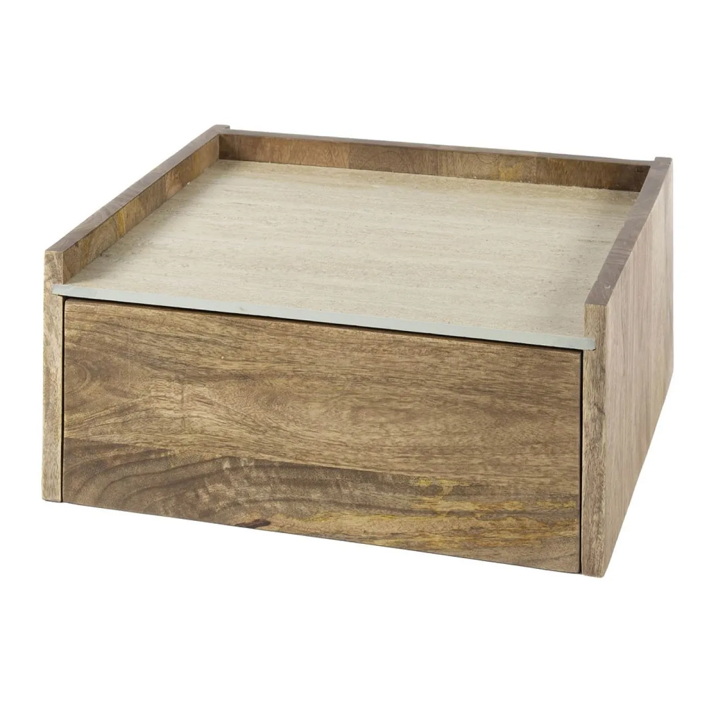 Nachttisch Safe | mit Schubkasten | Mangoholz | sandfarbe