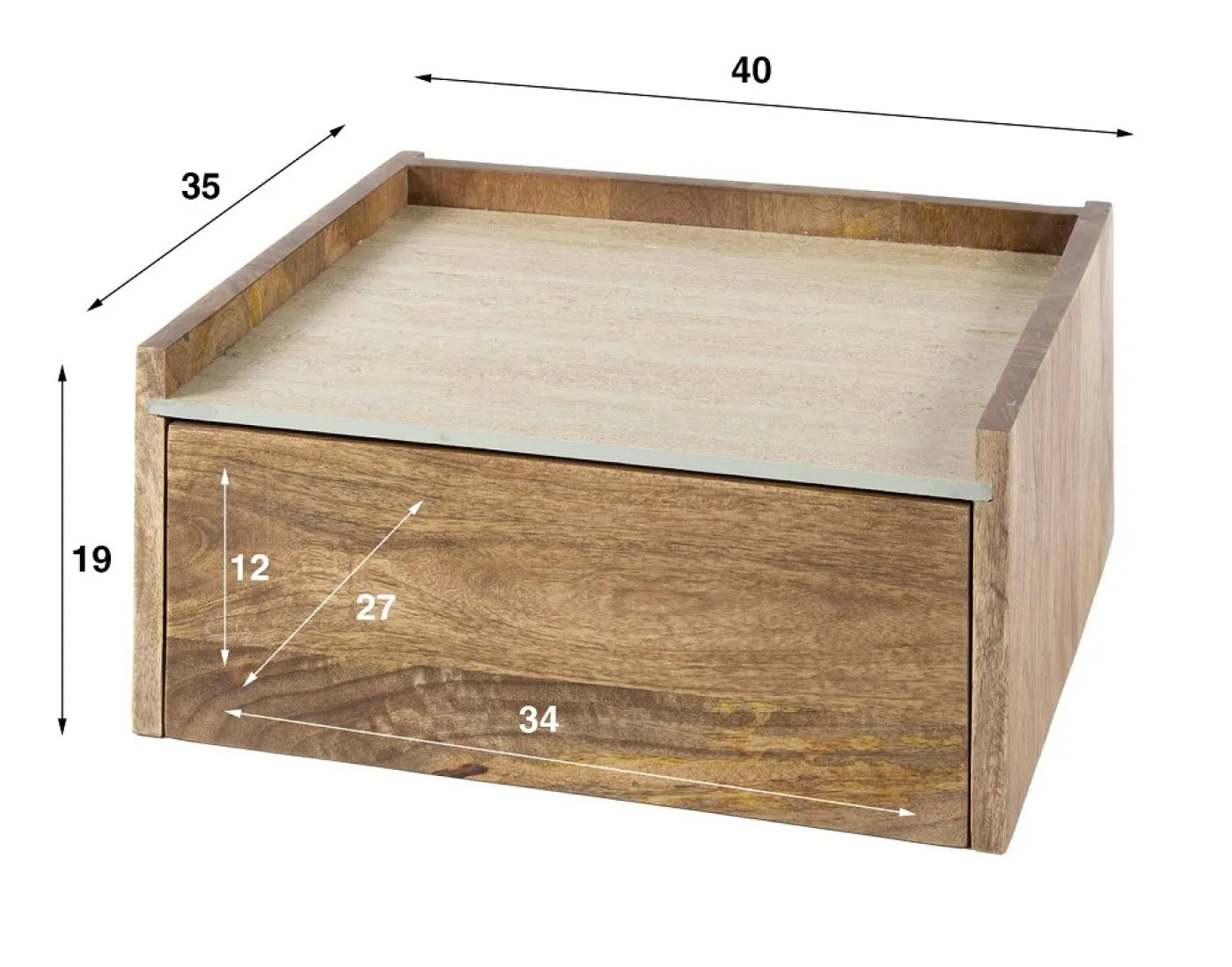 Nachttisch Safe | mit Schubkasten | Mangoholz | sandfarbe