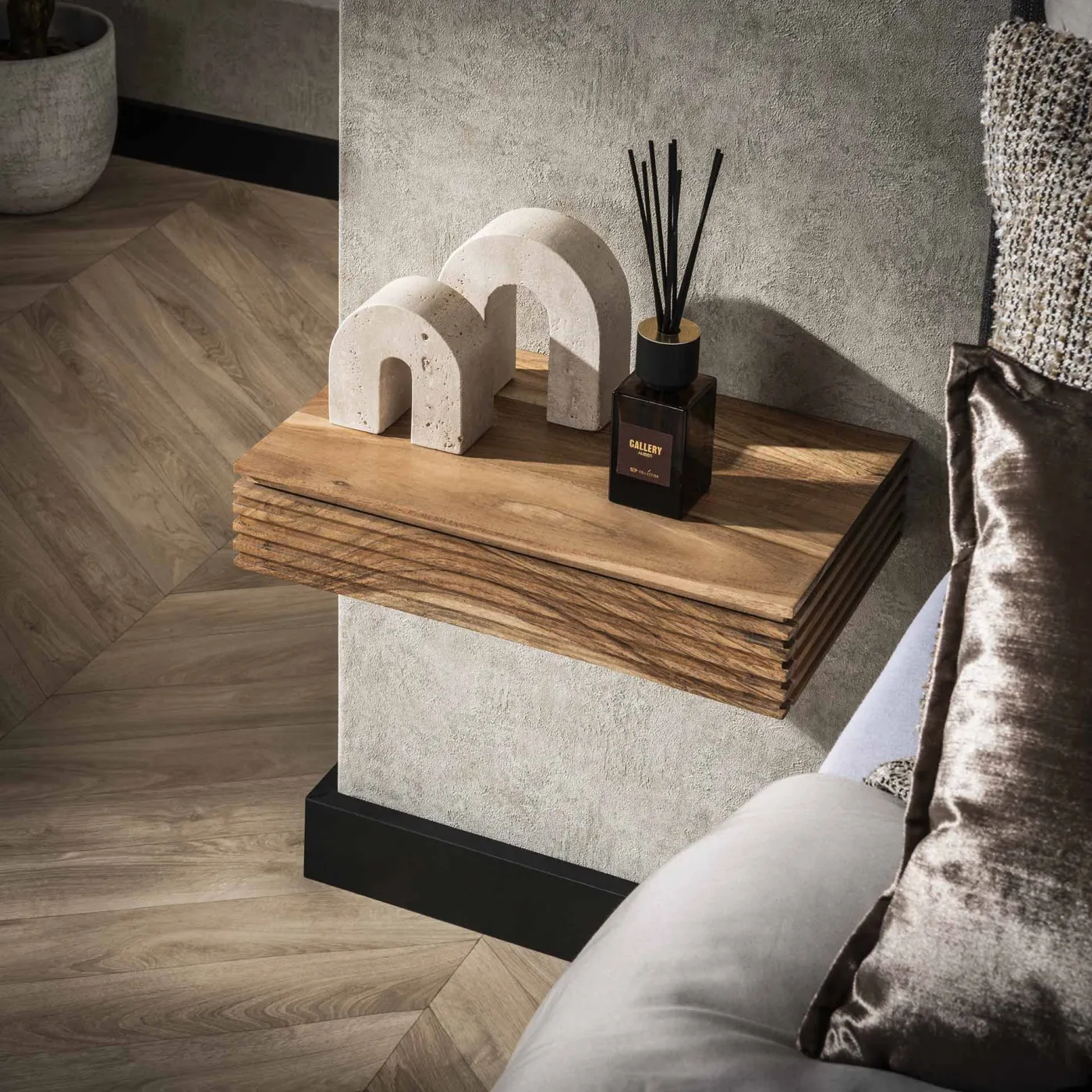 Nachttisch Waffel | mit Schublade | Akazie Massiv | Naturfarben | verschiedene Größen