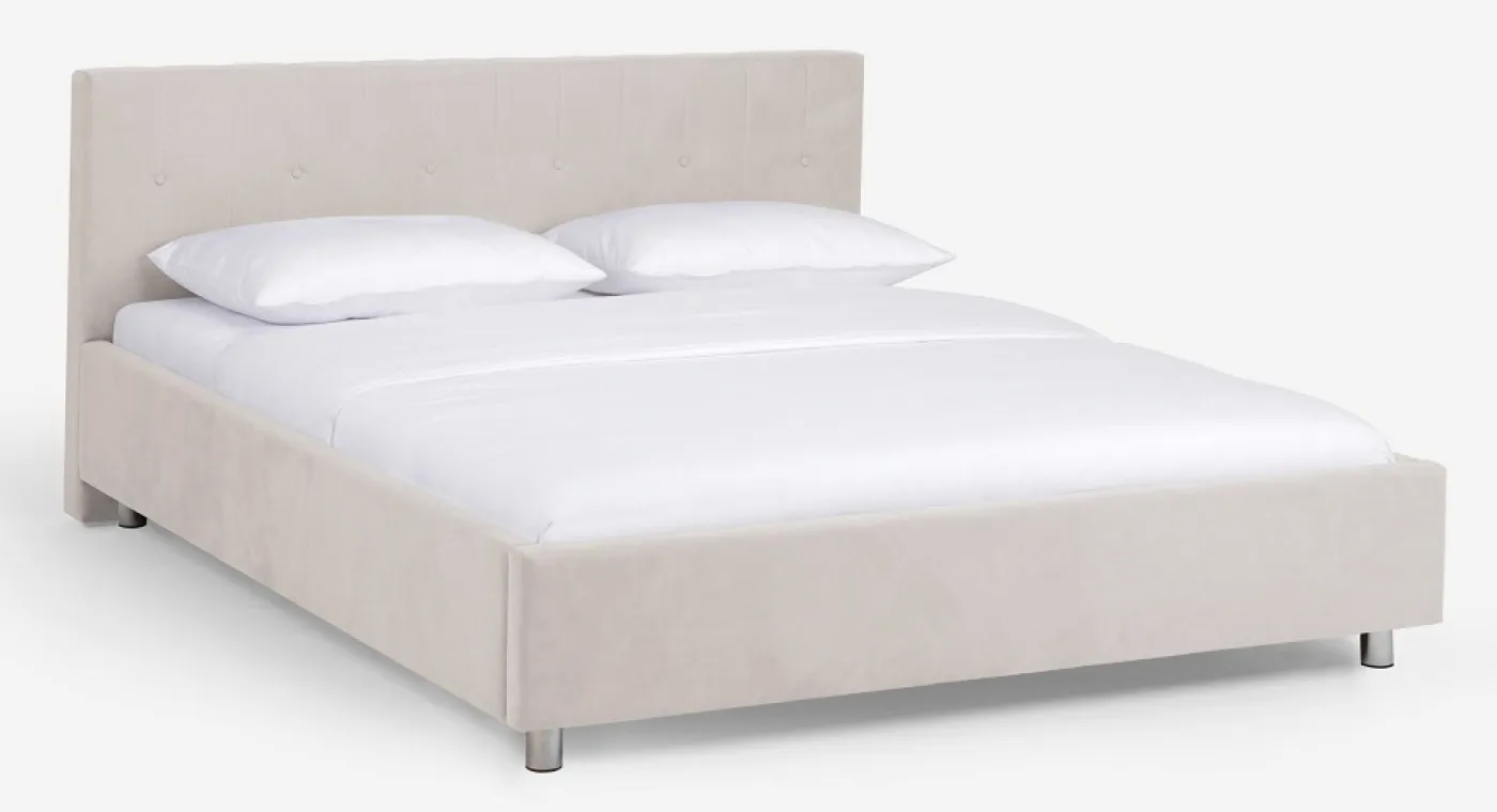 Polsterbett Aster | mit Kopfteil | perlweiß | 160x190