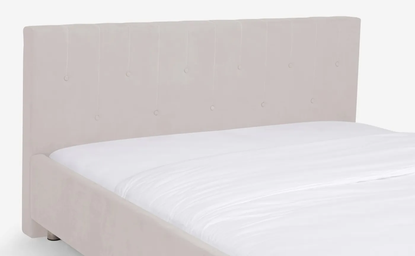 Polsterbett Aster | mit Kopfteil | perlweiß | 200x220
