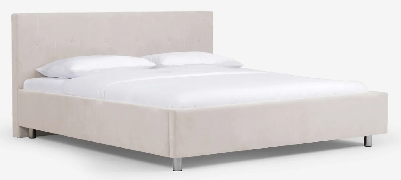 Polsterbett Aster | mit Kopfteil | perlweiß | verschiedene Größen