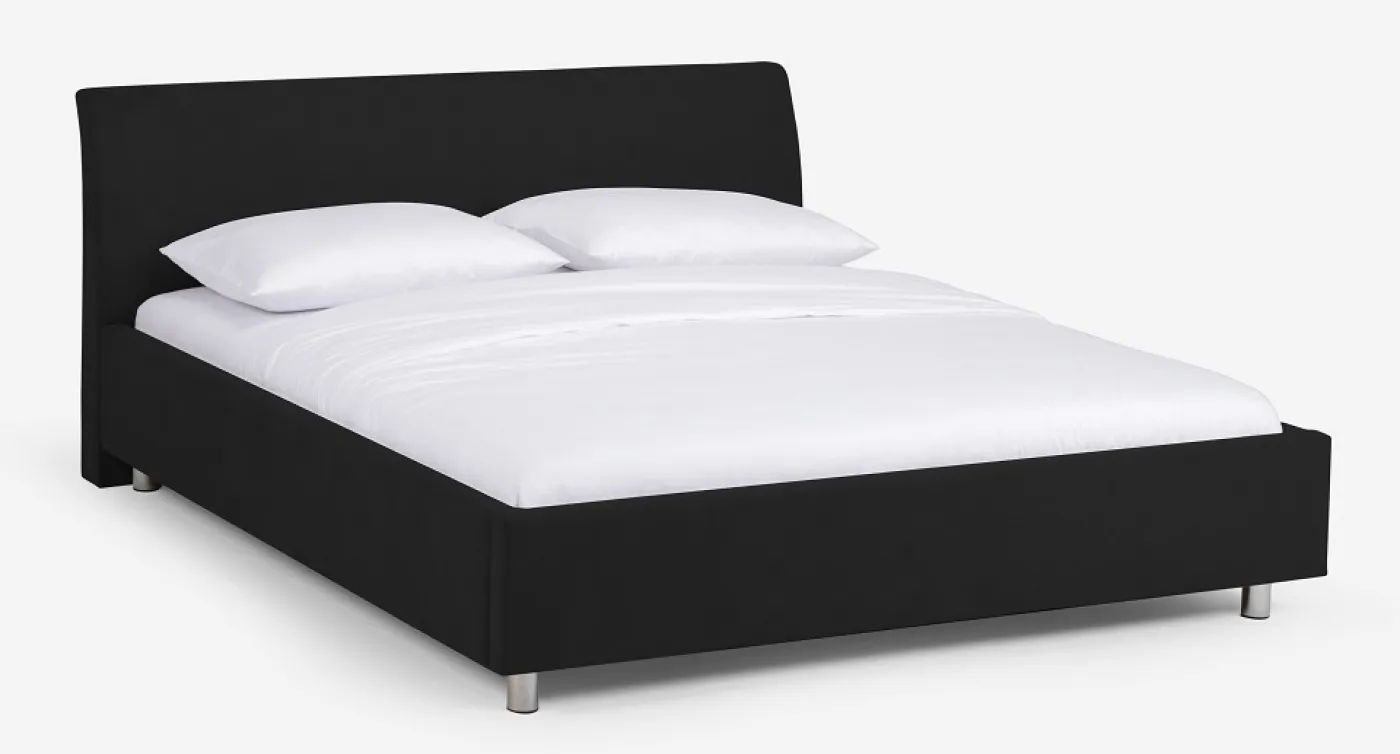 Polsterbett Aster | mit Kopfteil | tiefschwarz | 140x220