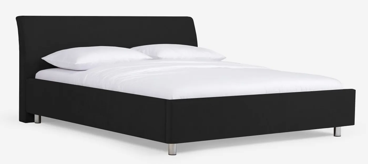Polsterbett Aster | mit Kopfteil | tiefschwarz | 140x220