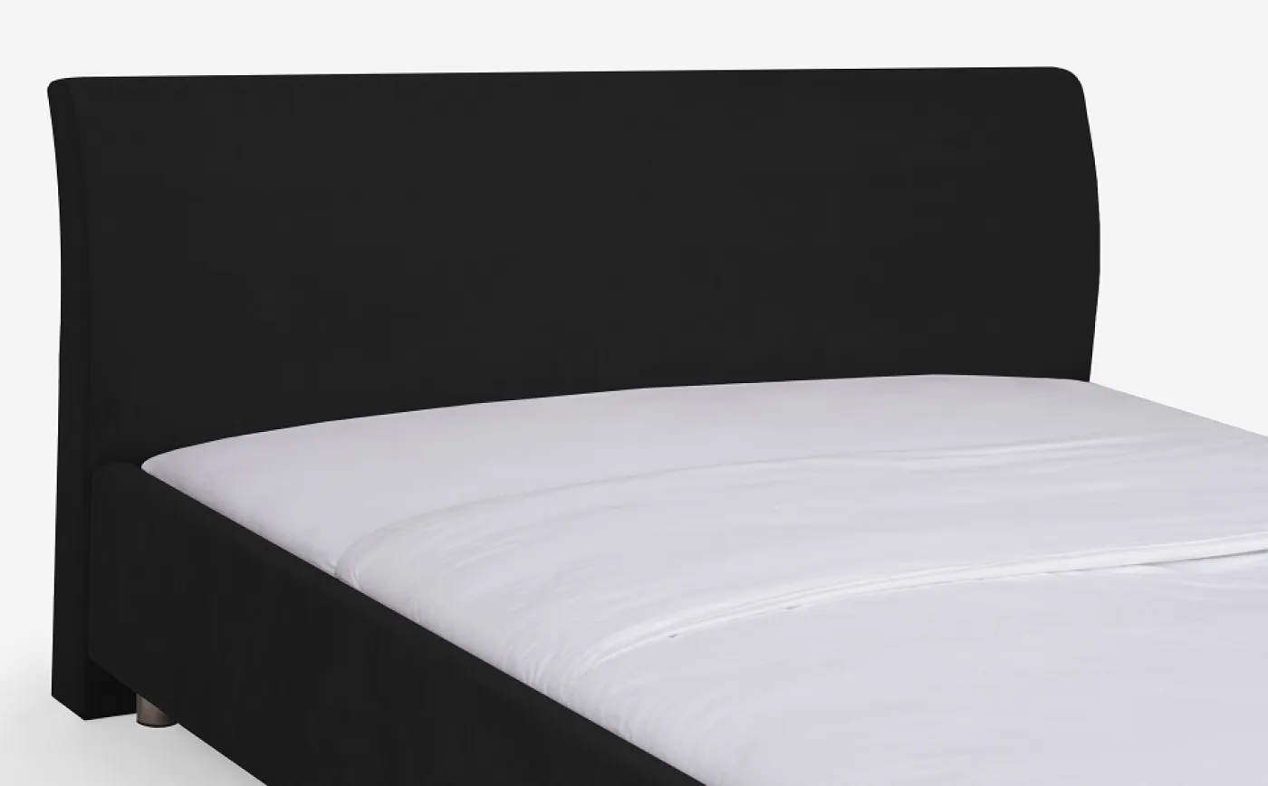 Polsterbett Aster | mit Kopfteil | tiefschwarz | 90x220