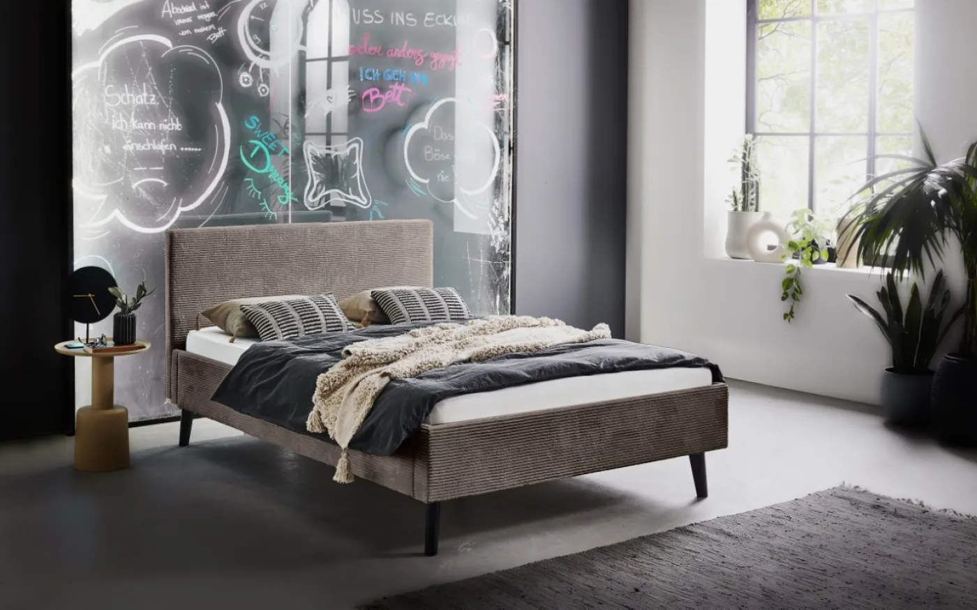 Polsterbett Avola | Cord | taupe braun | 140/180 x 200 cm | verschiedene Größen