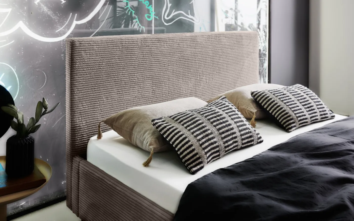 Polsterbett Avola | Cord | taupe braun | 140 x 200 cm
