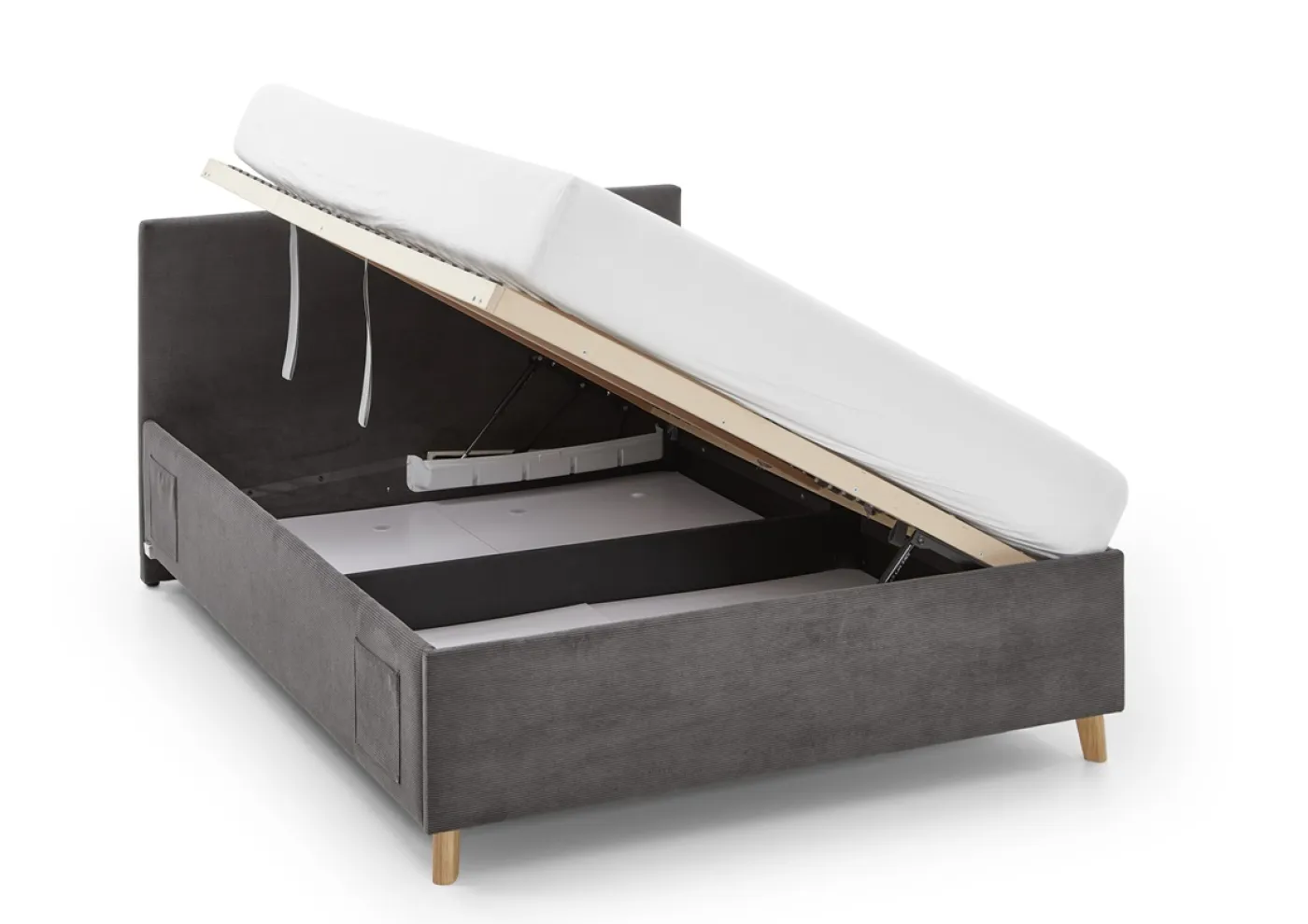 Polsterbett Cool inkl. Bettkasten | anthrazit | 140 x 200 cm | ohne Rückenteil | mit Matratze