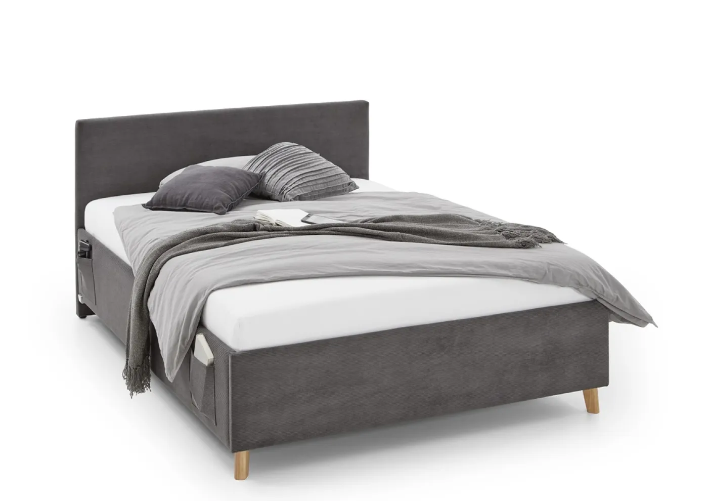 Polsterbett Cool inkl. Bettkasten | anthrazit | 90 x 200 cm | ohne Rückenteil | ohne Matratze