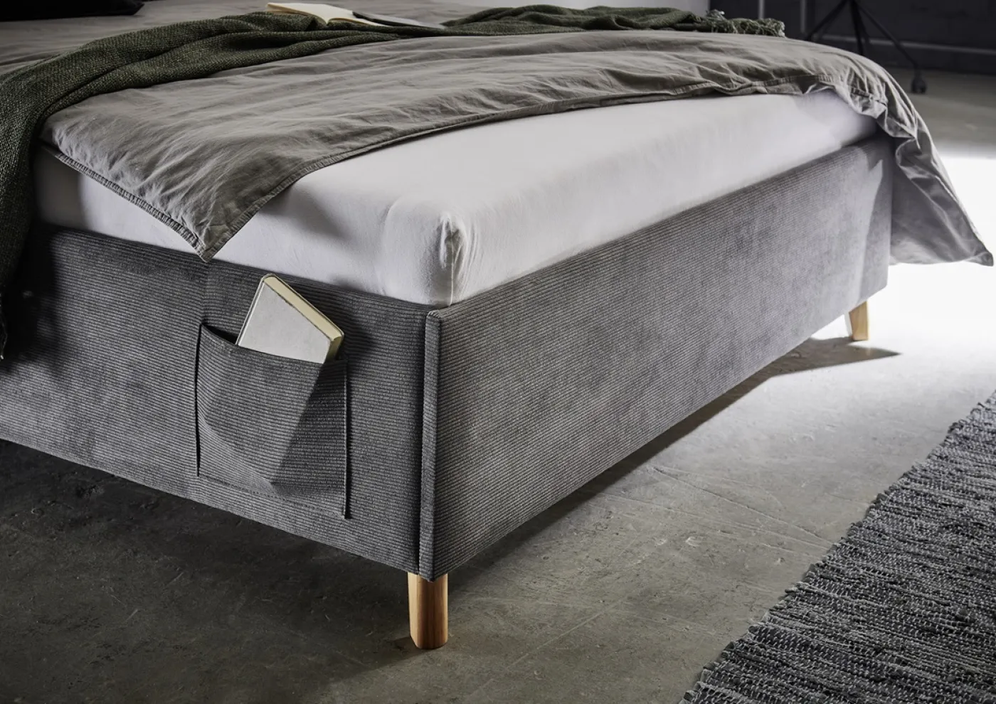 Polsterbett Cool inkl. Bettkasten | anthrazit | 90 x 200 cm | ohne Rückenteil | ohne Matratze