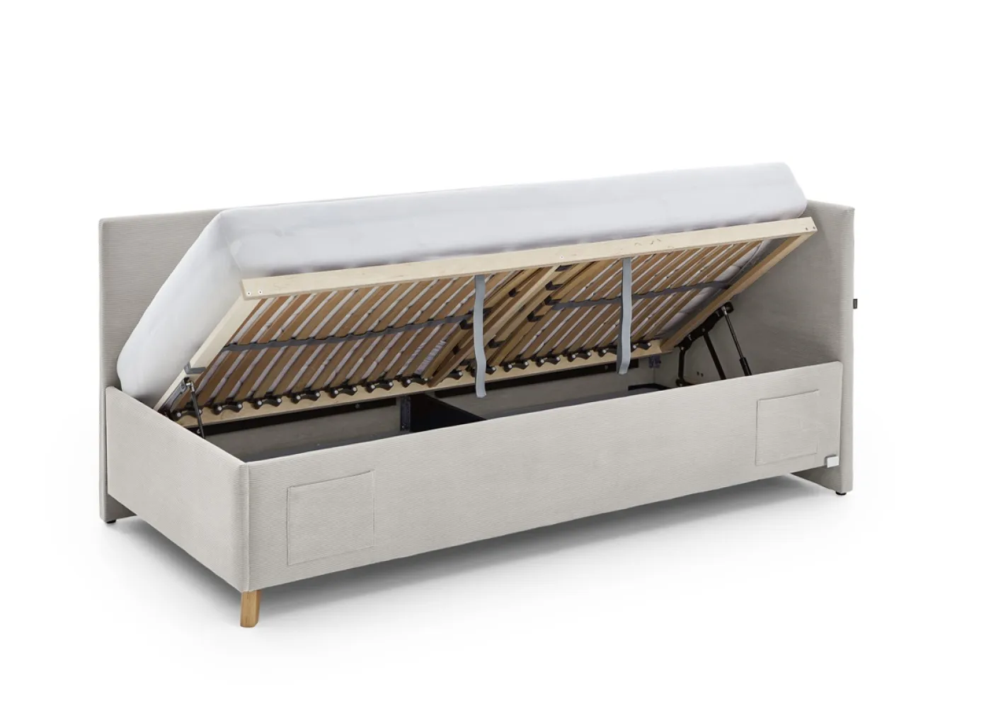 Polsterbett Cool inkl. Bettkasten | nata | 120 x 200 cm | mit Rückenteil | ohne Matratze