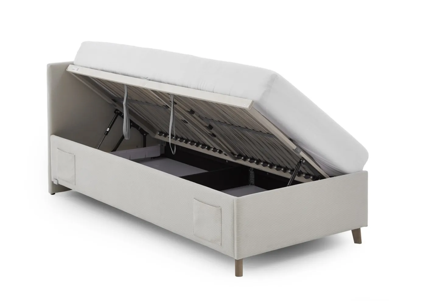 Polsterbett Cool inkl. Bettkasten | nata | 120 x 200 cm | ohne Rückenteil | mit Matratze