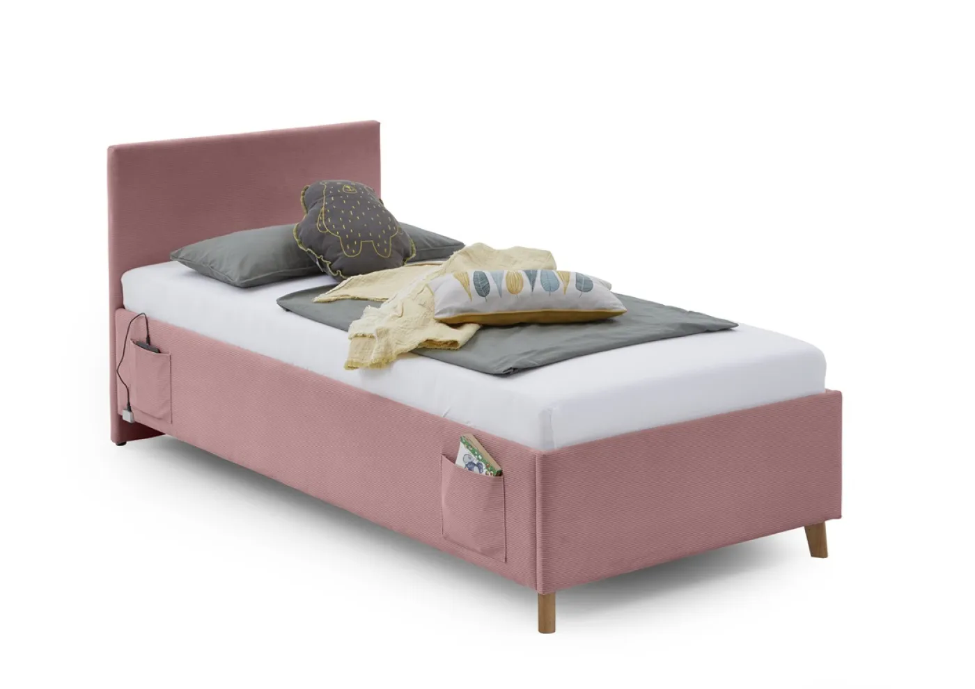 Polsterbett Cool inkl. Bettkasten | rose | 120 x 200 cm | ohne Rückenteil | mit Matratze