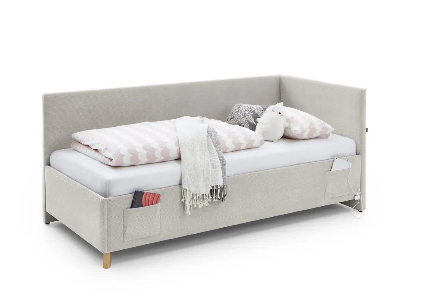 Polsterbett Cool | nata | 140 x 200 cm | mit Rückenteil | mit Matratze