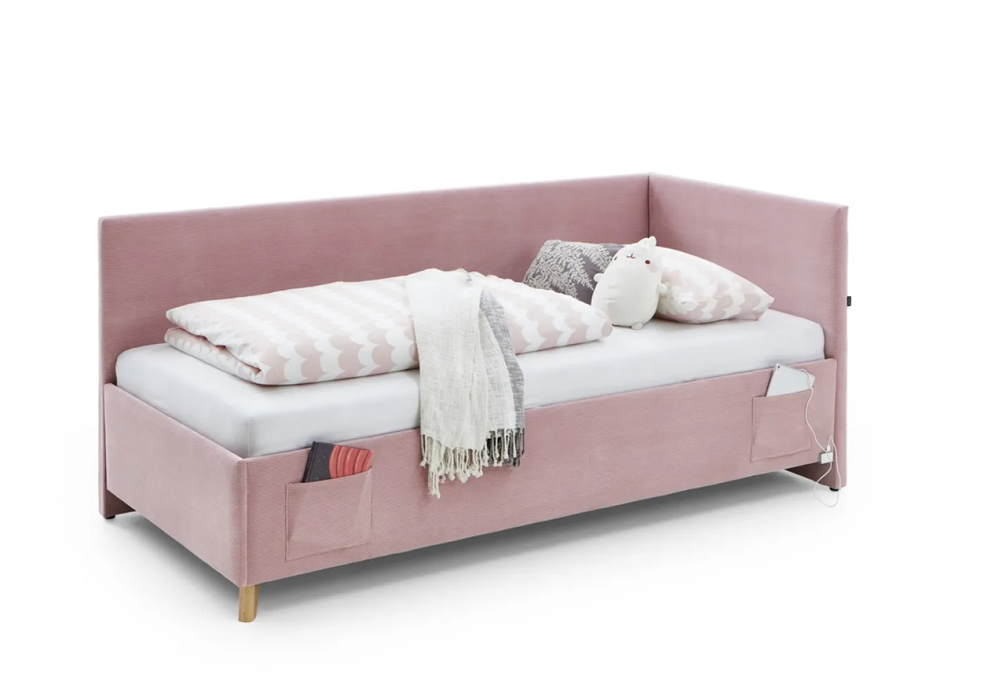 Polsterbett Cool | rose | 90 x 200 cm | mit Rückenteil | ohne Matratze