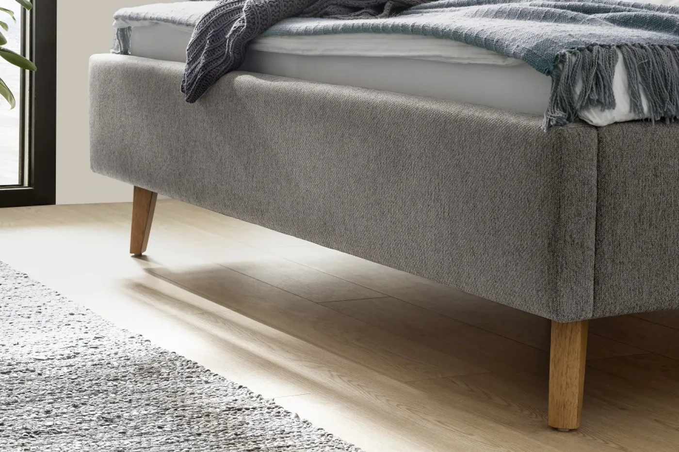 Polsterbett Frieda | grau | 160 x 200 cm | mit Lattenrost & Bettkasten