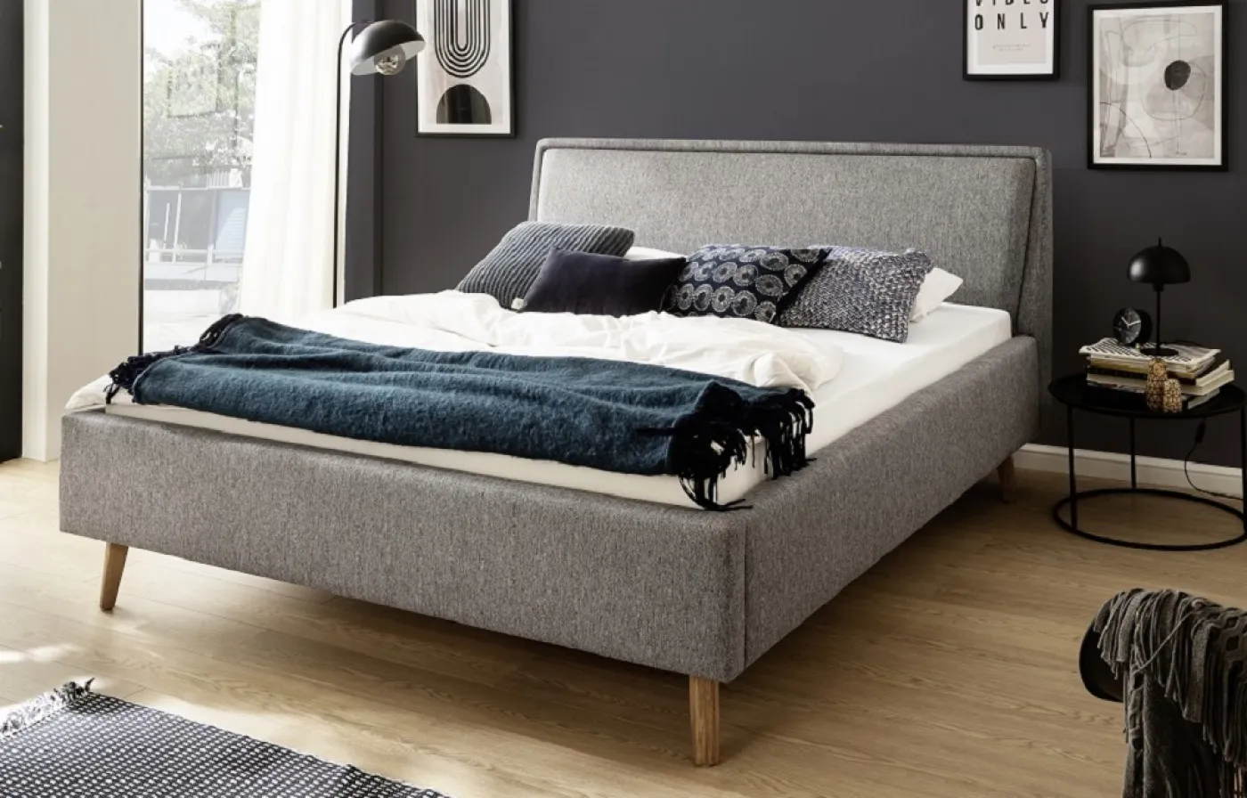 Polsterbett Frieda | grau | 160 x 200 cm | mit Lattenrost & Bettkasten